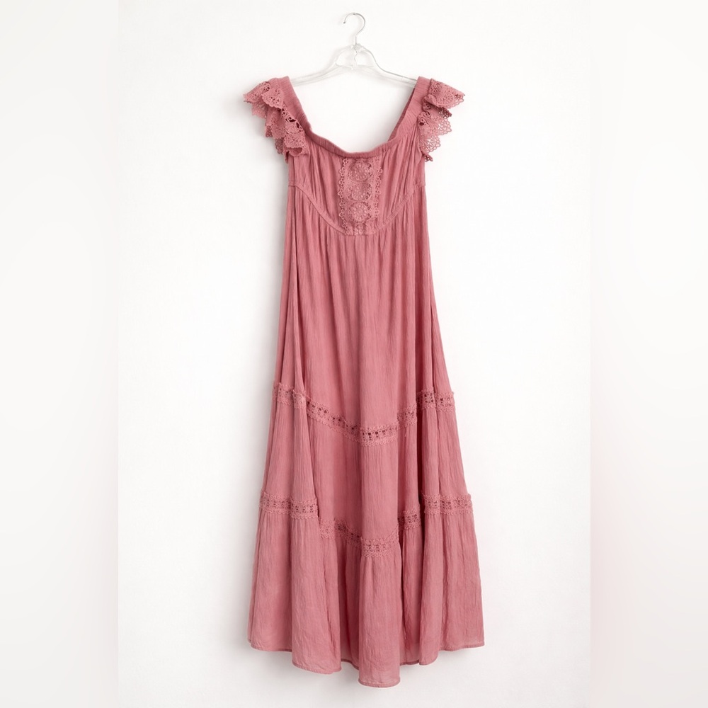 J for Justify Rose Boho Maxi Dress with Lace Details Size: XL - Picture 2 of 7